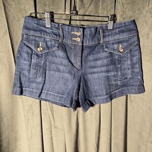 New York & Company Dark Blue Denim Low-Rise Short Shorts